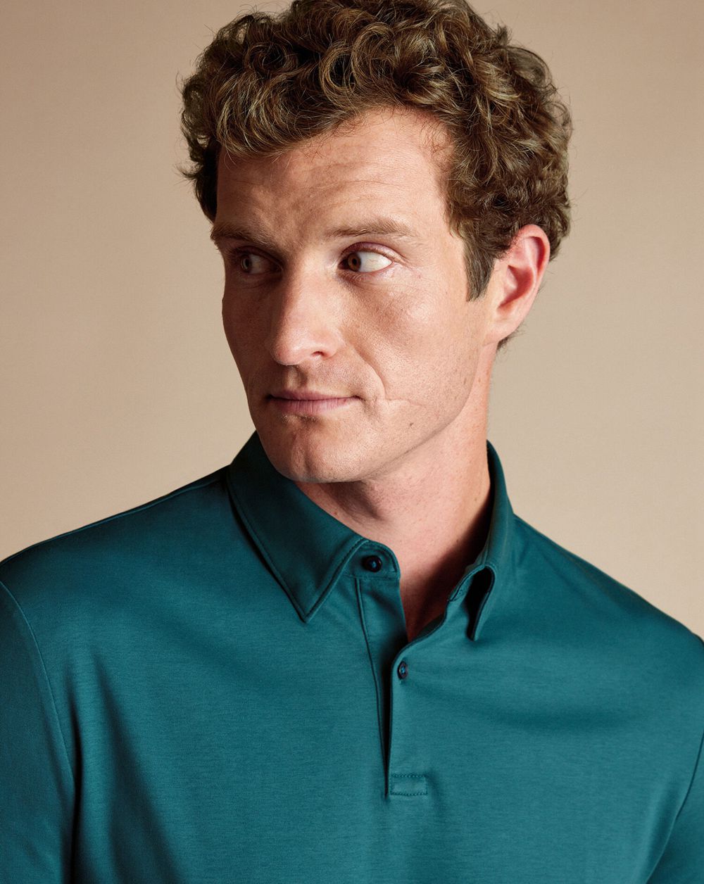 Teal Green Charles Tyrwhitt Smart Long Sleeve Jersey Polo | YNHUBL-031