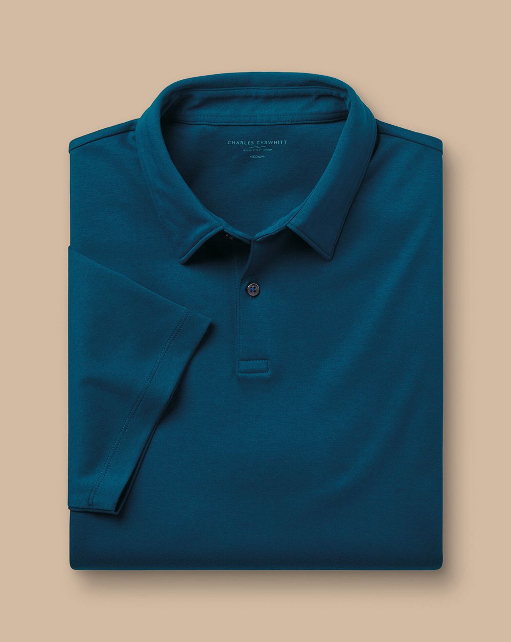 Turquoise Blue Charles Tyrwhitt Smart Jersey Polo | BRGOSQ-452