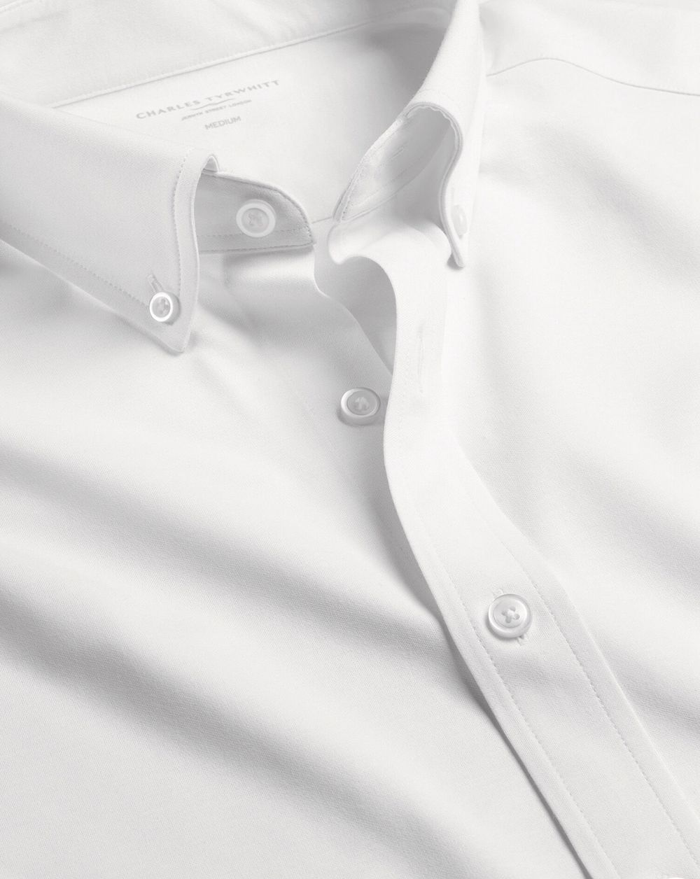 White Charles Tyrwhitt 4-Way Stretch Jersey Shirt | USNLPK-468