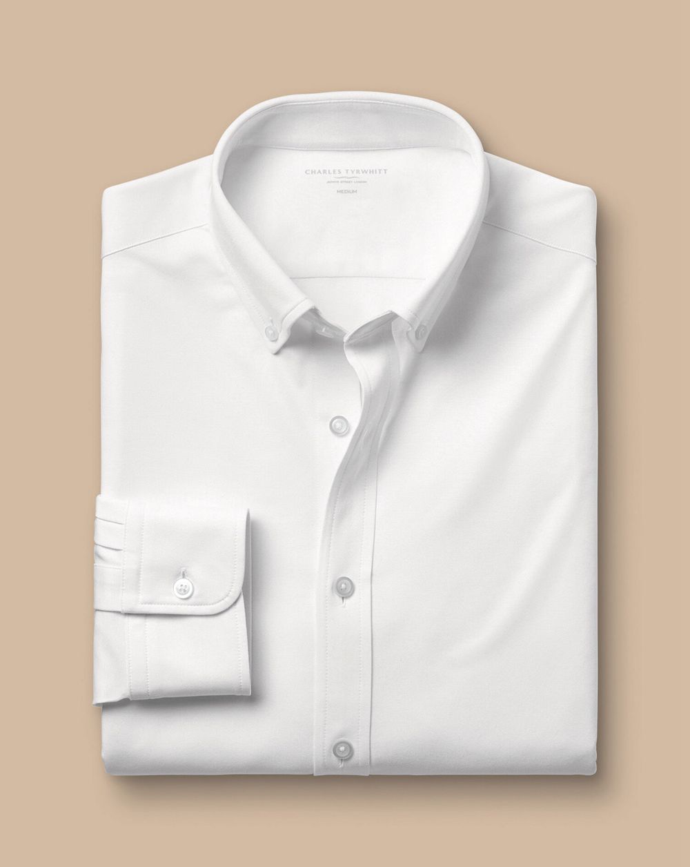 White Charles Tyrwhitt 4-Way Stretch Jersey Shirt | USNLPK-468