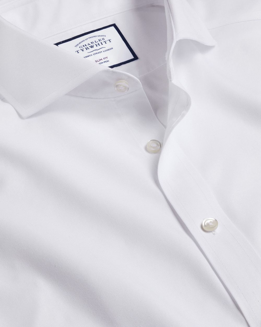 White Charles Tyrwhitt Extreme Spread Collar Non-Iron Twill Shirt | UJGDOH-175