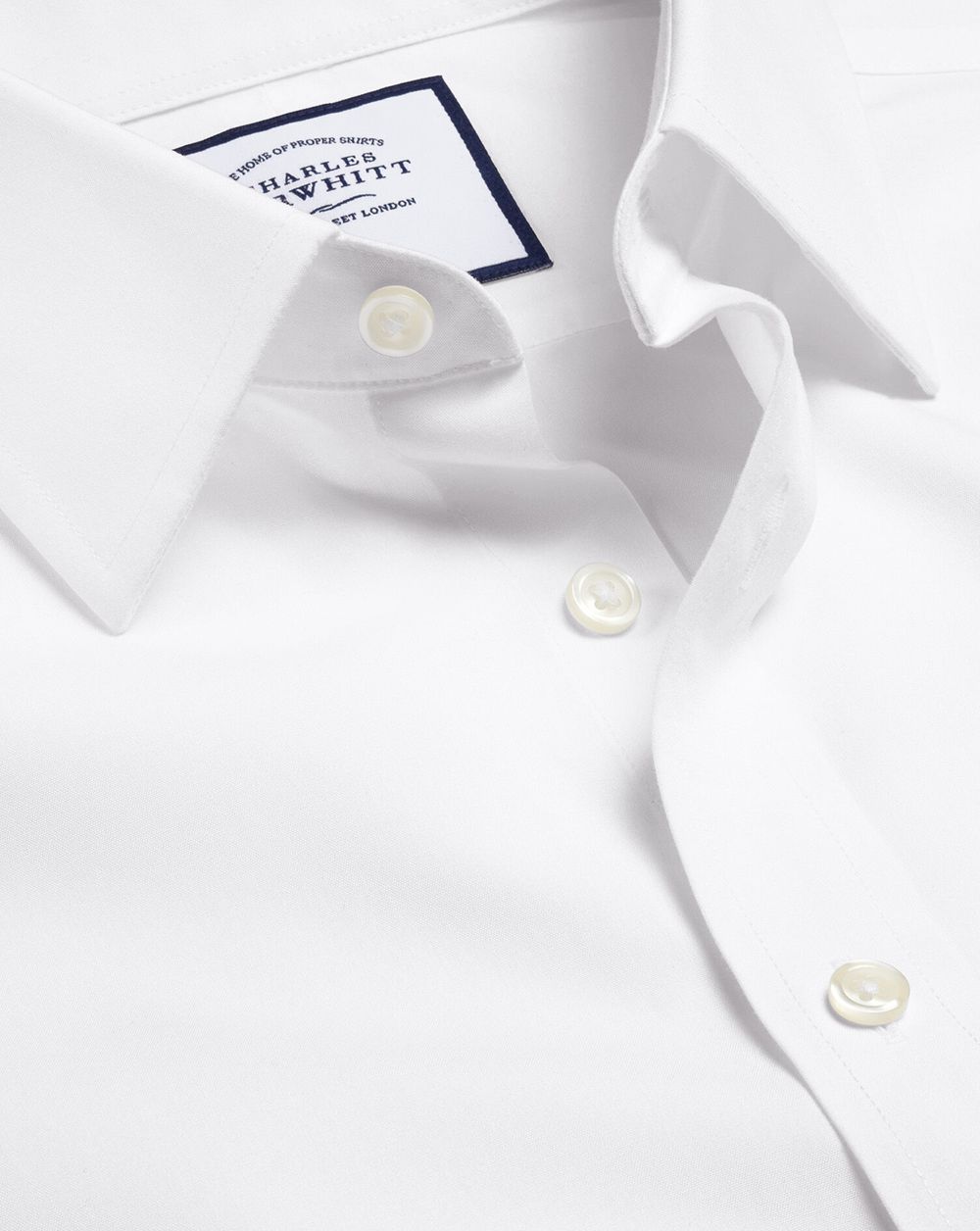 White Charles Tyrwhitt Non-Iron Poplin Short-Sleeve Shirt | SBVCYF-571