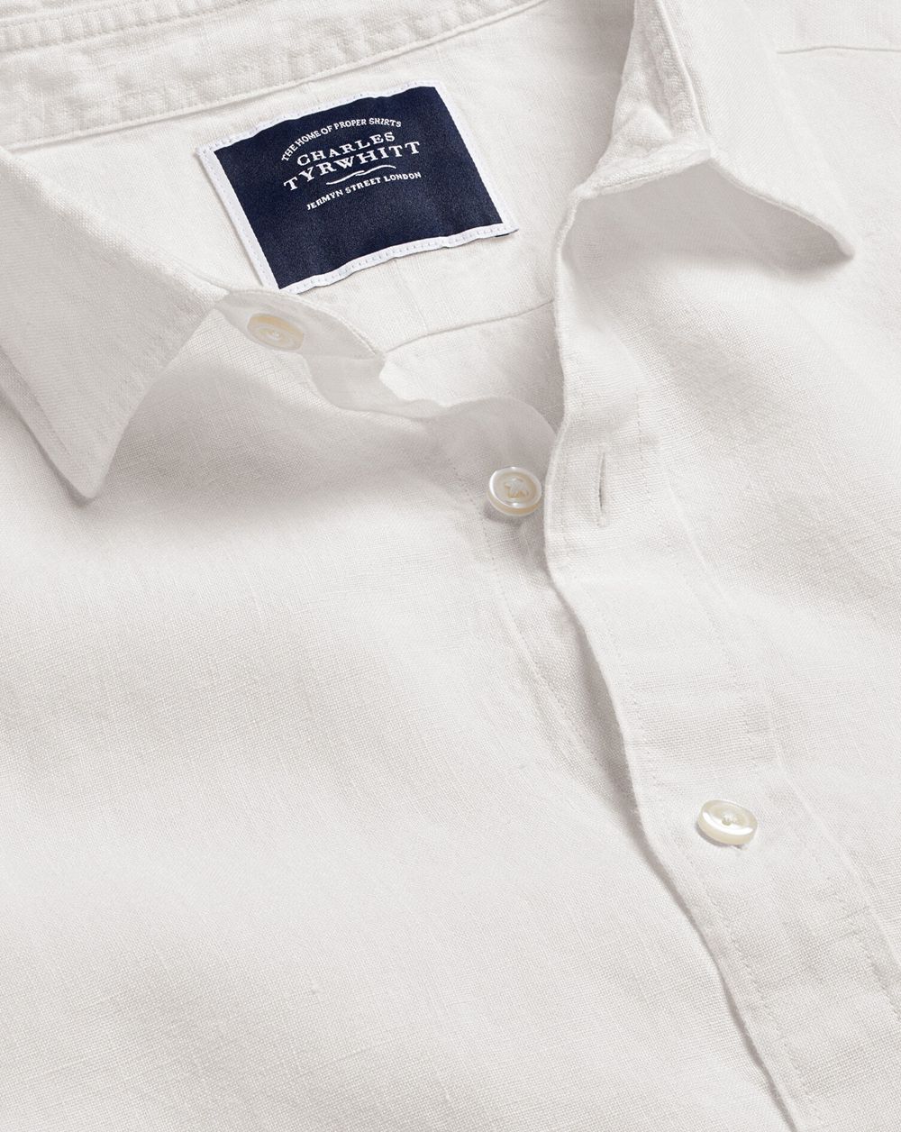 White Charles Tyrwhitt Pure Linen Shirt | BQASNK-240