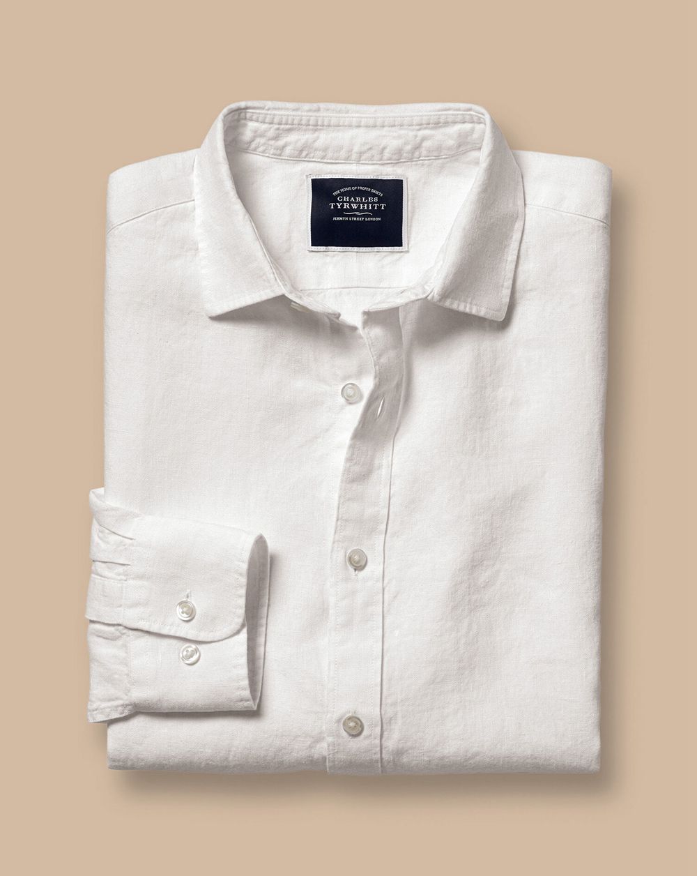 White Charles Tyrwhitt Pure Linen Shirt | BQASNK-240