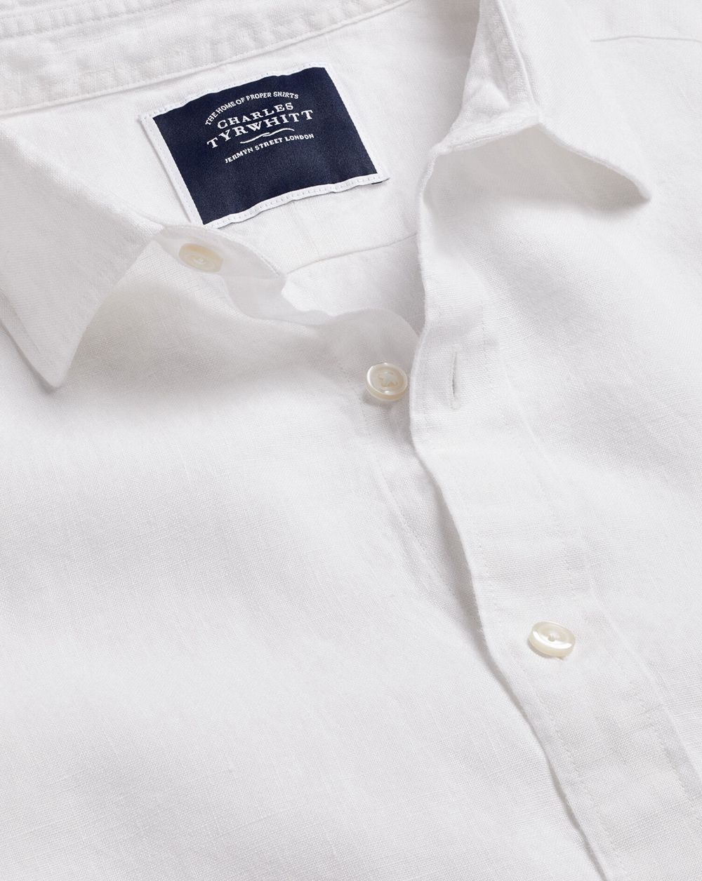 White Charles Tyrwhitt Pure Linen Short Sleeve Shirt | JMEYCG-591