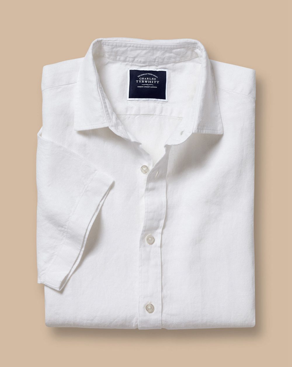 White Charles Tyrwhitt Pure Linen Short Sleeve Shirt | JMEYCG-591