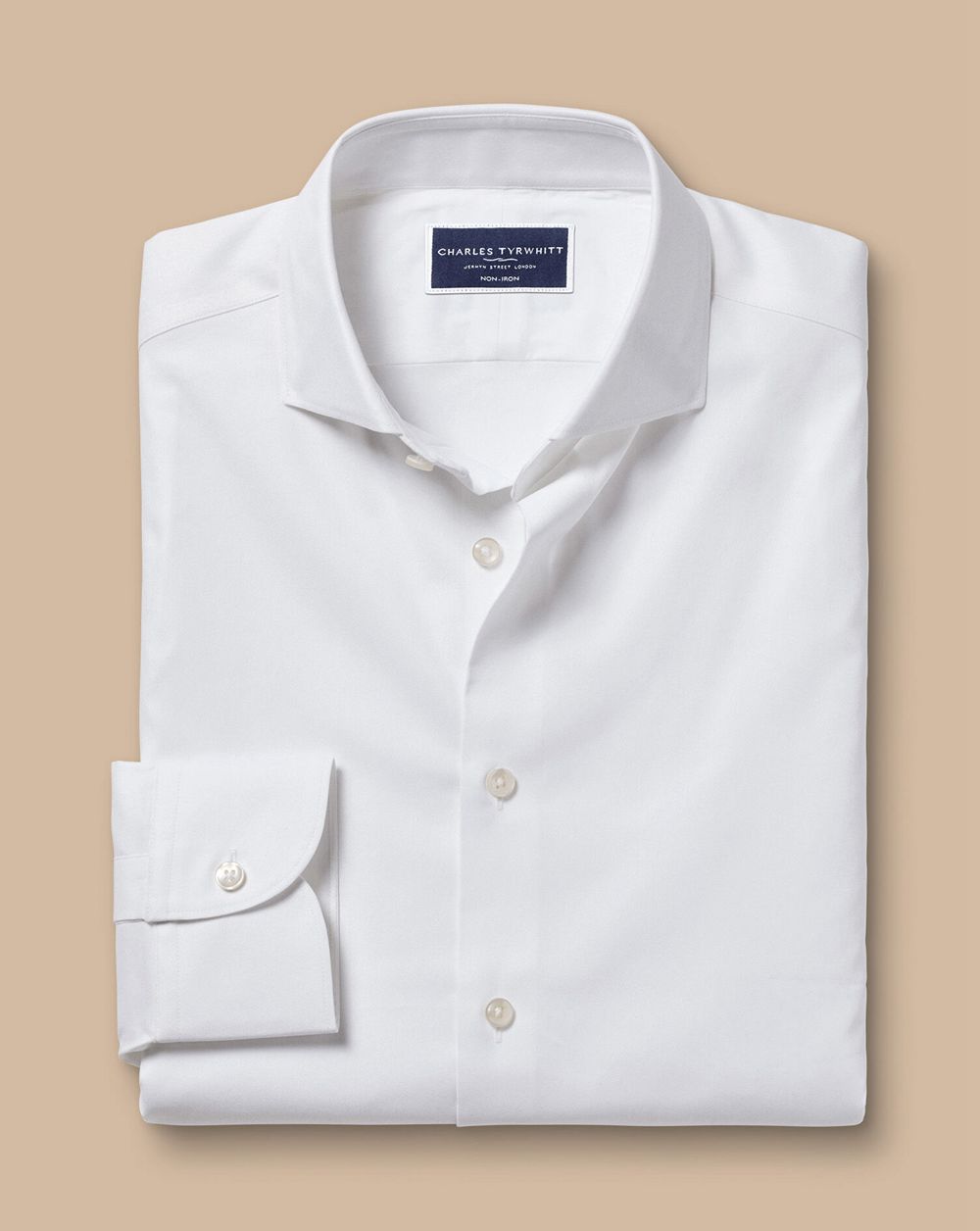 White Charles Tyrwhitt Semi-Spread Collar Non-Iron Stretch Twill Shirt | AZVSKR-231