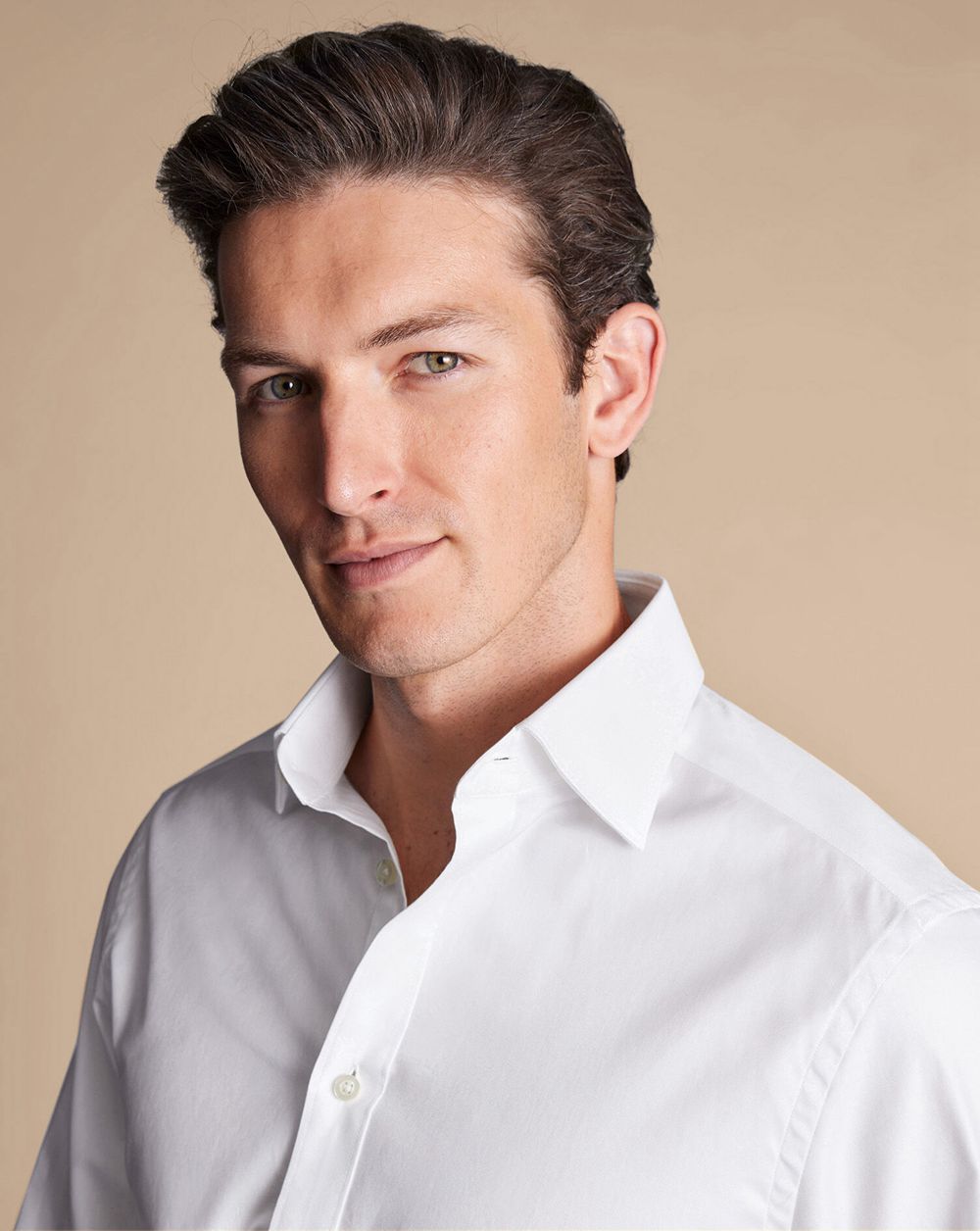 White Charles Tyrwhitt Semi-Spread Collar Egyptian Cotton Twill Shirt | LGHEIO-648