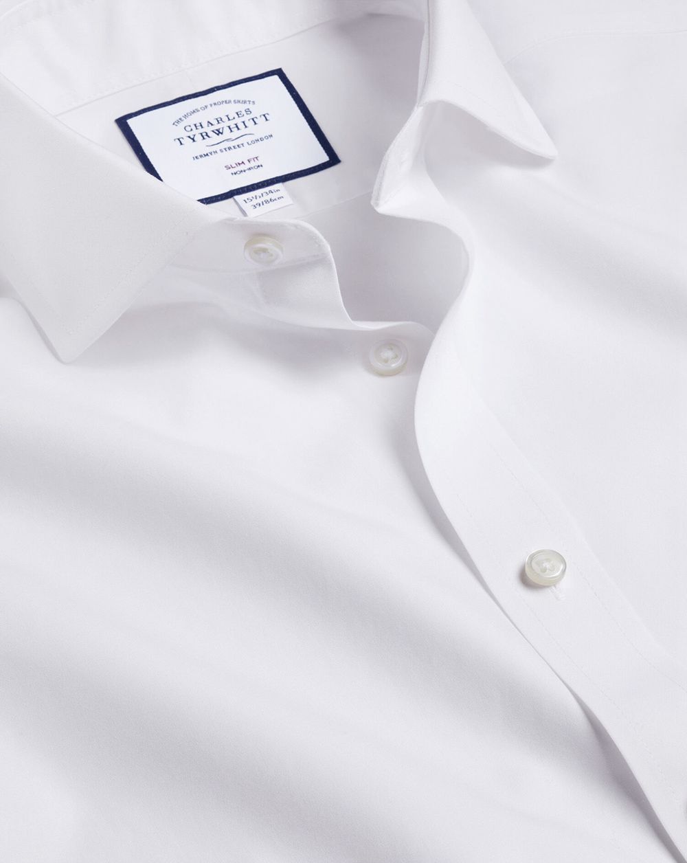 White Charles Tyrwhitt Spread Collar Non-Iron Poplin Shirt | ILWYGF-960