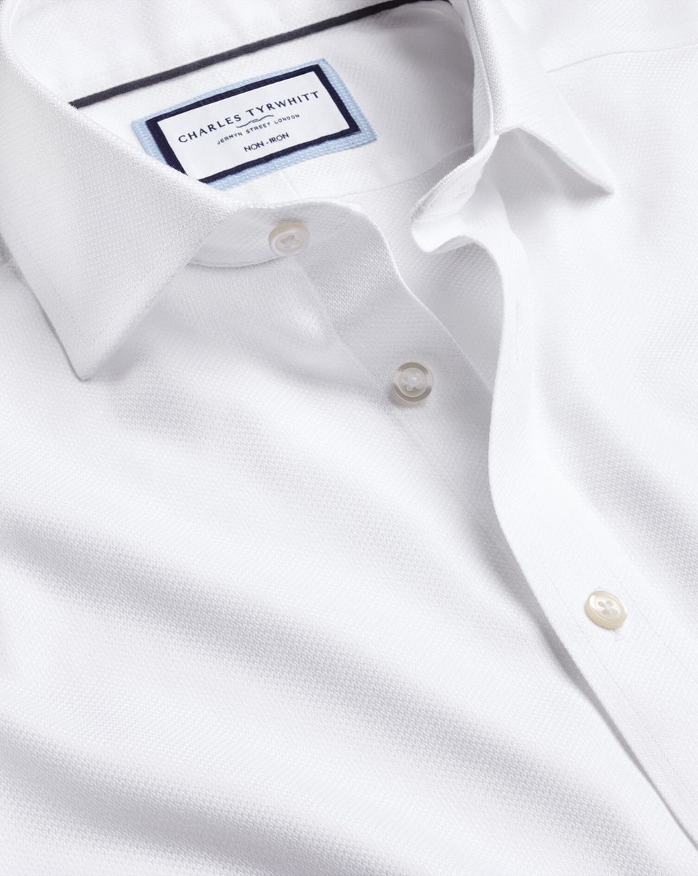 White Charles Tyrwhitt Spread Collar Non-Iron Mayfair Weave Shirt | WJUCPL-583