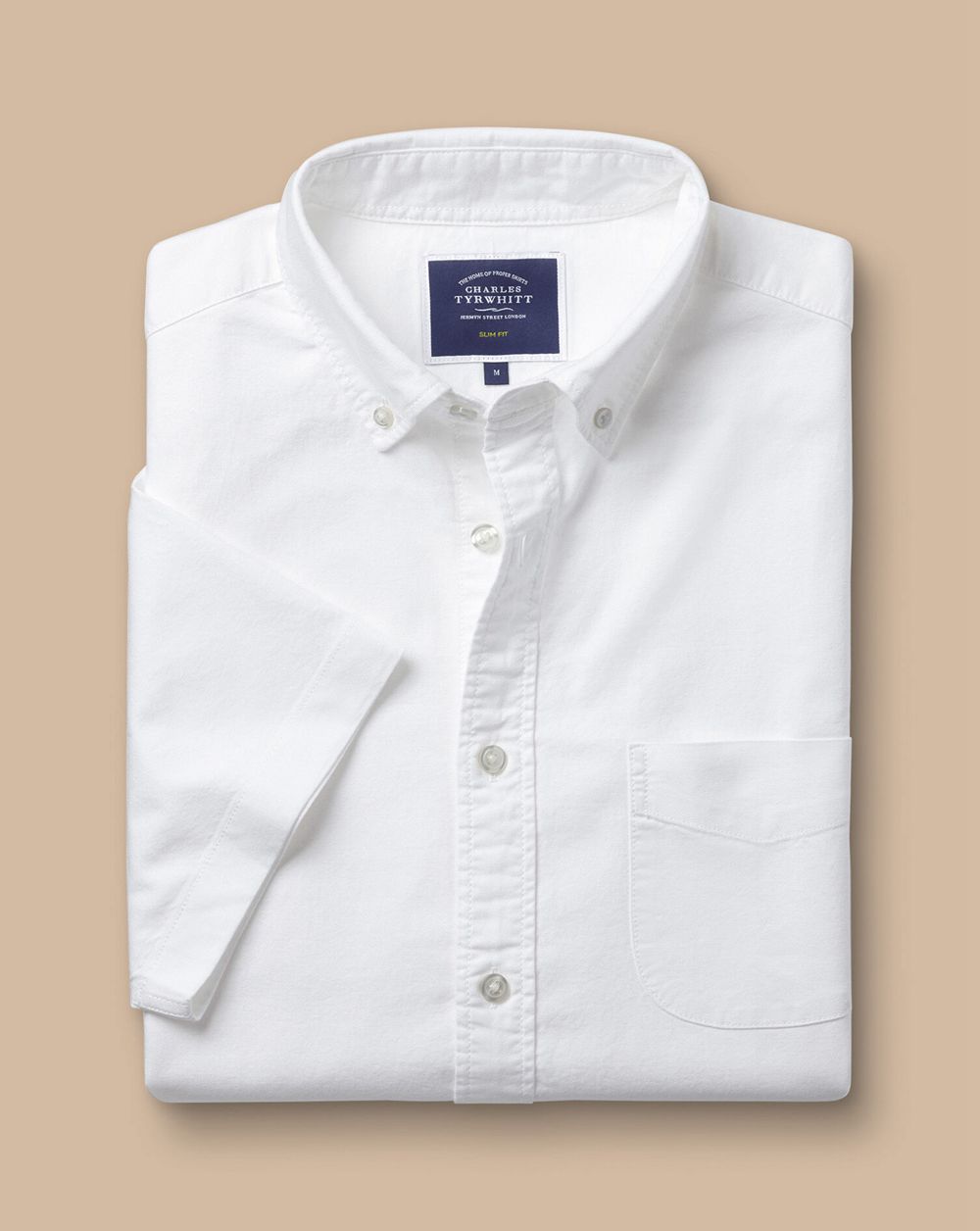 White Charles Tyrwhitt Washed Oxford Short Sleeve Shirt | QALXWV-942